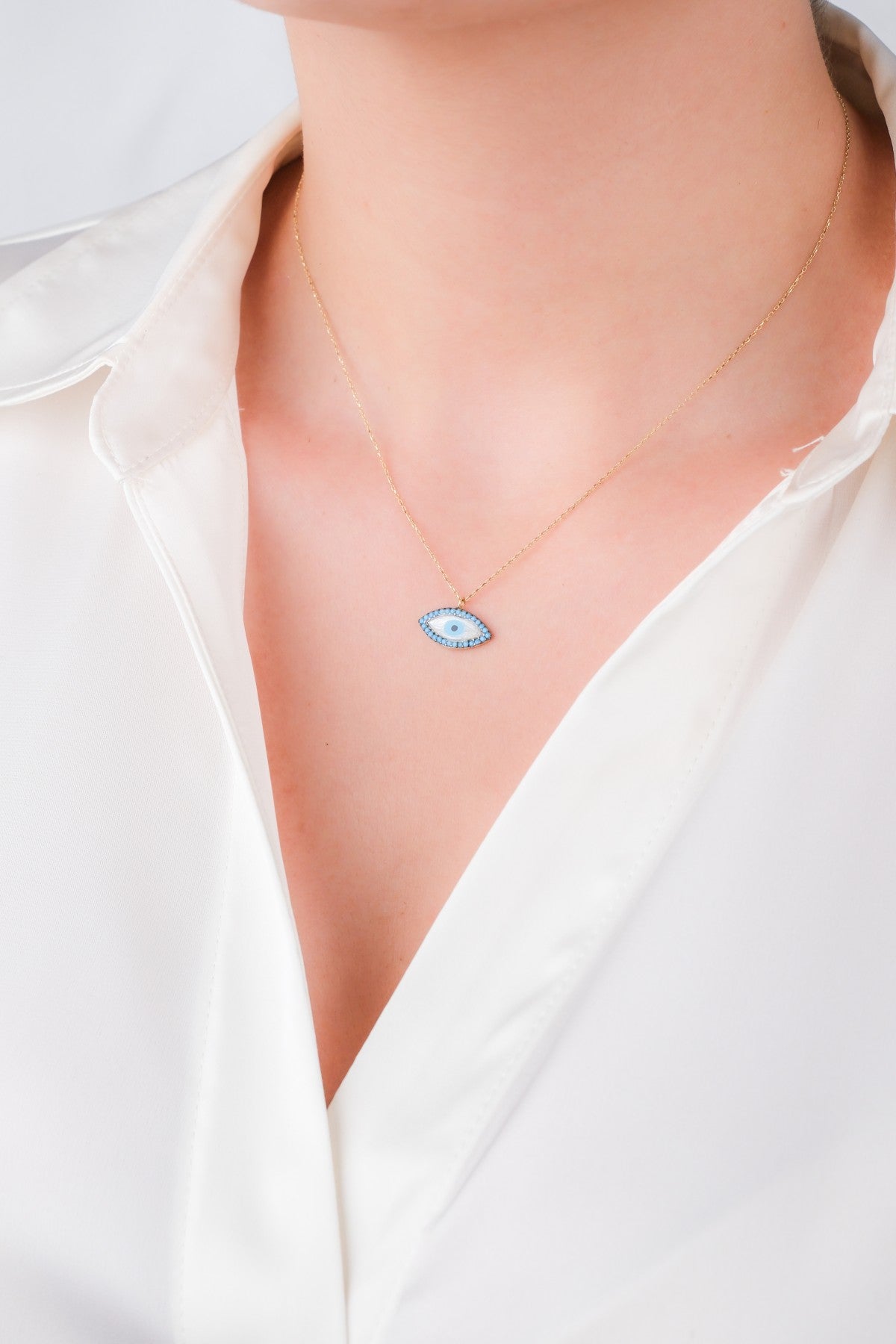 Firuze Taşlı Mineli Nazar Kolye