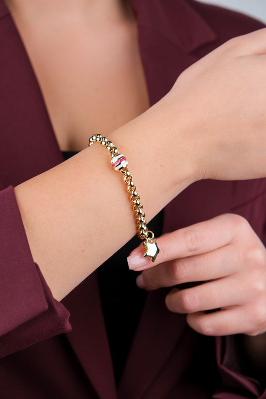 Cetaş Eterna Mineli Magenta Charm Bileklik