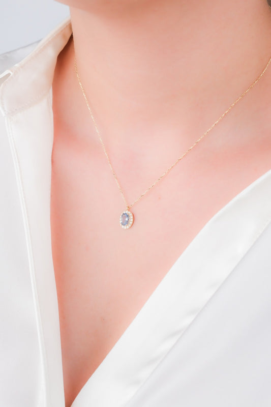 Mavi Quartz Taşlı Kolye