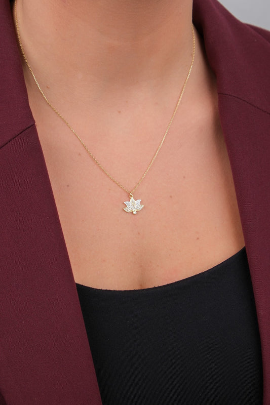 Taşlı Lotus Kolye