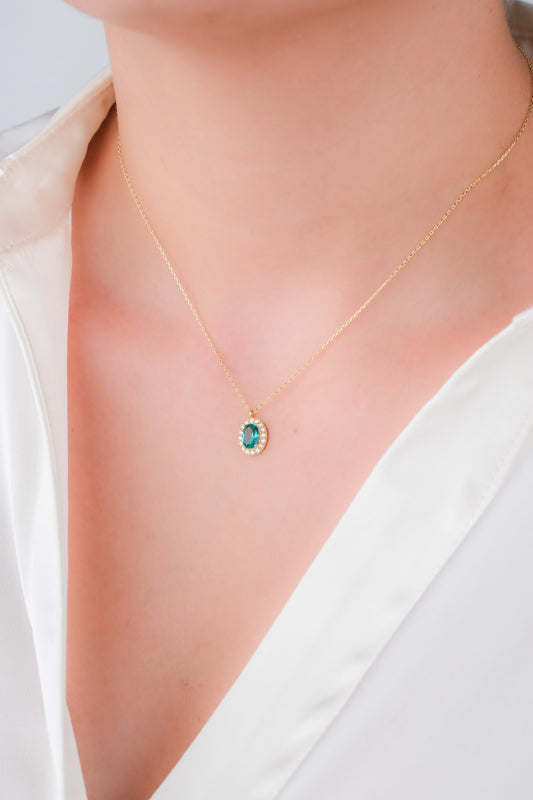Mavi Quartz Taşlı Kolye