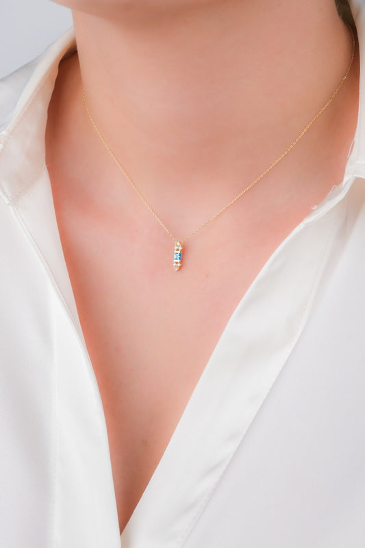 Mavi Quartz Saray Kolye